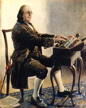 Benjamin Franklin & his glass armonica.